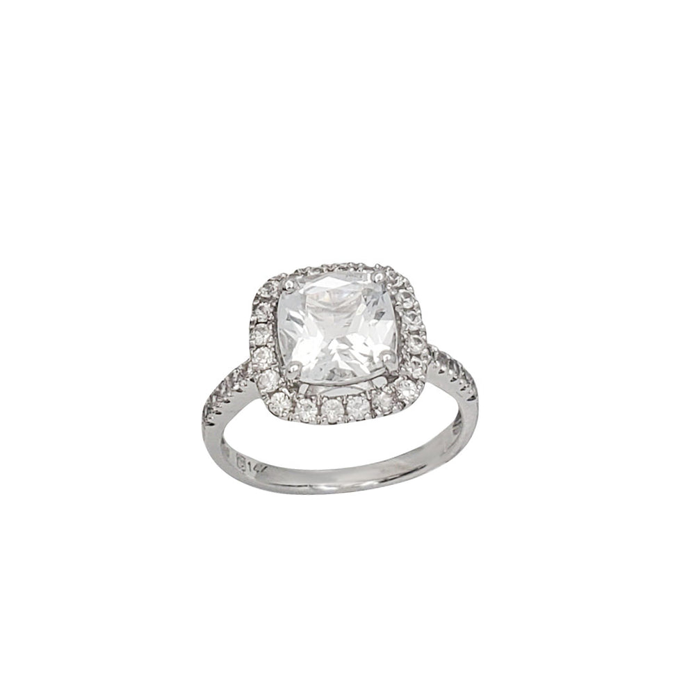 White Sapphire Cushion Cut Lady Ring (14K)