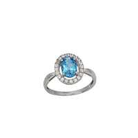 Oval White Sapphire & Blue Topaz Lady Ring (14K)