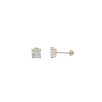 Princess-Cut CZ Stud Earring — Screw-On Barbell (14K)