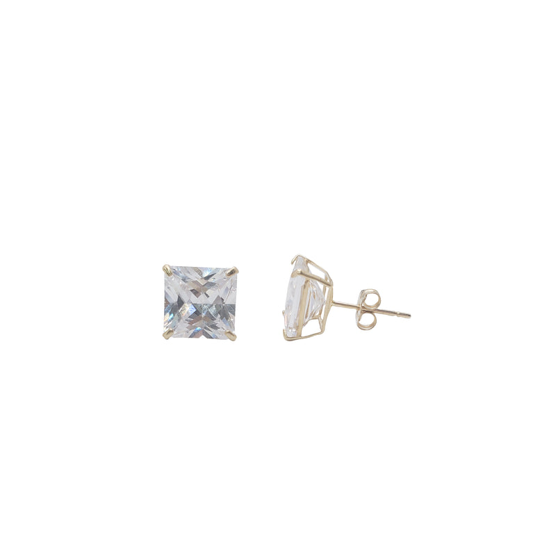 Princess-Cut CZ Stud Earring — Friction Back (14K)