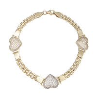 Triple CZ Heart Fancy Bracelet (14K)
