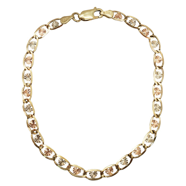 Tricolor Valentino Heart Link Bracelets (14K)