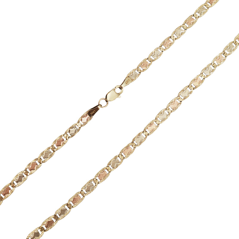 Tricolor Valentino Link Necklace (14K)