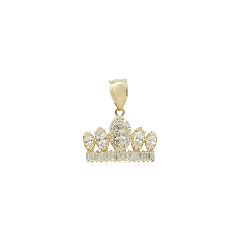 Fifteen/Quinceanera (15) Crown Pendant (14K)