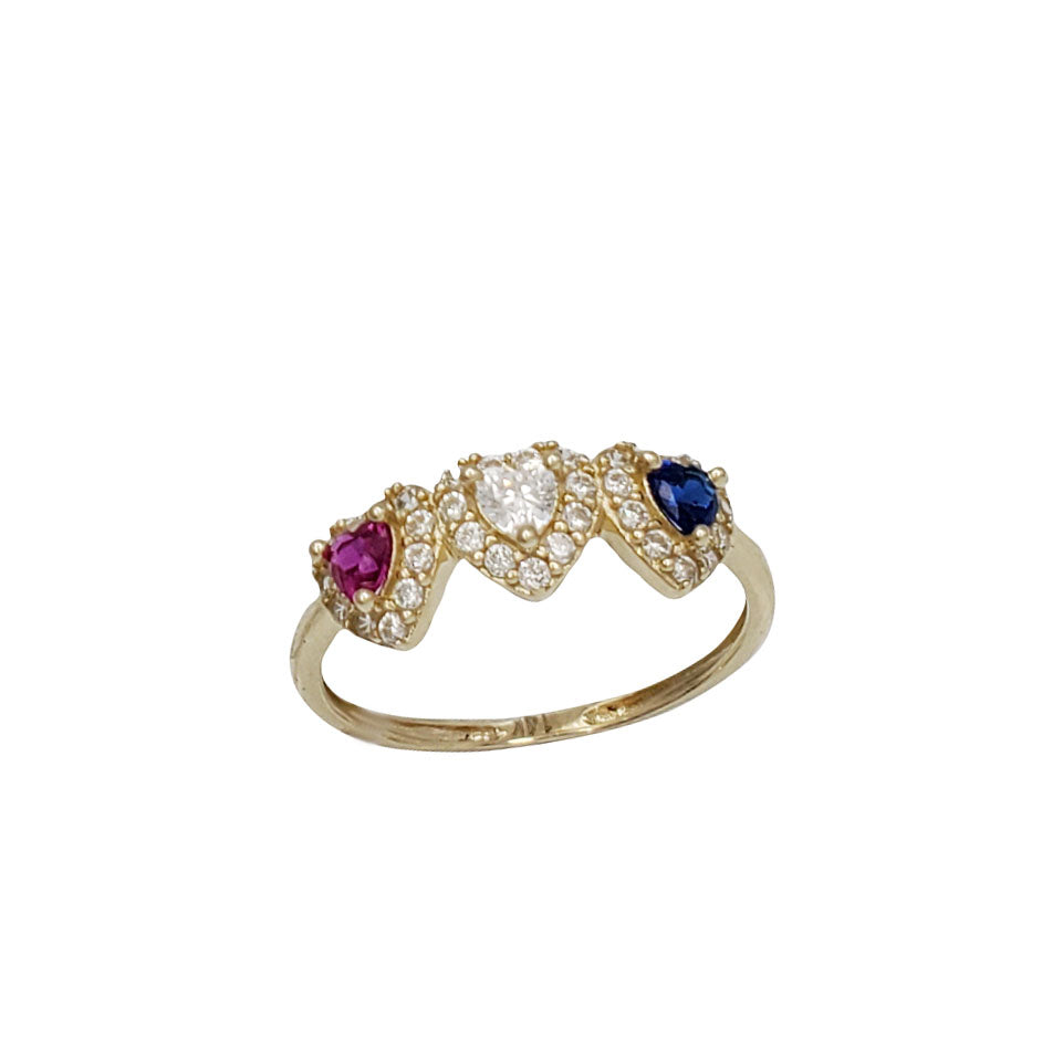 Multicolor Tripe Heart Lady Ring (14K)