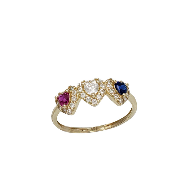 Multicolor Tripe Heart Lady Ring (14K)