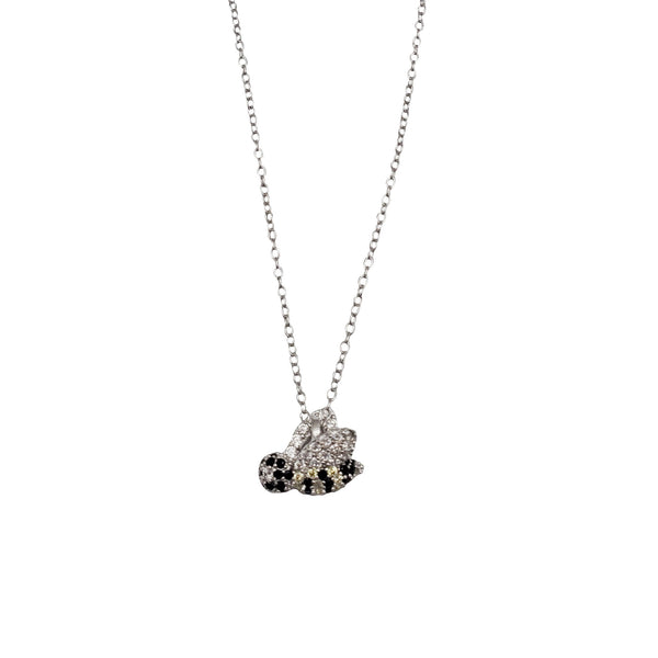Zirconia Bee Necklace (Silver)