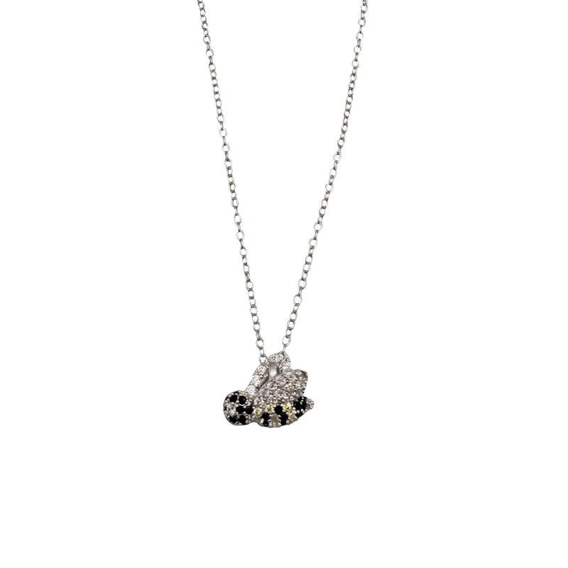 Zirconia Bee Necklace (Silver)
