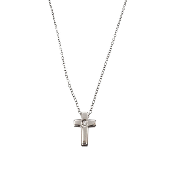 Zirconia Cross Necklace (Silver)