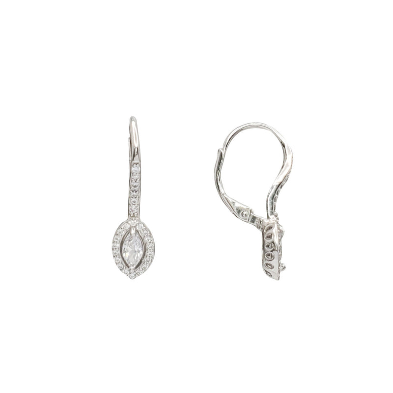 Marquise Huggies Earrings (Silver)