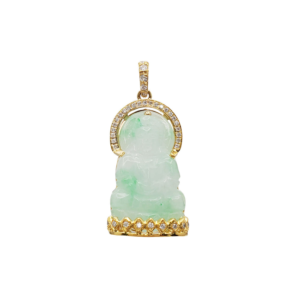 Diamond GuanYin “观音” Jade Pendant (14K)