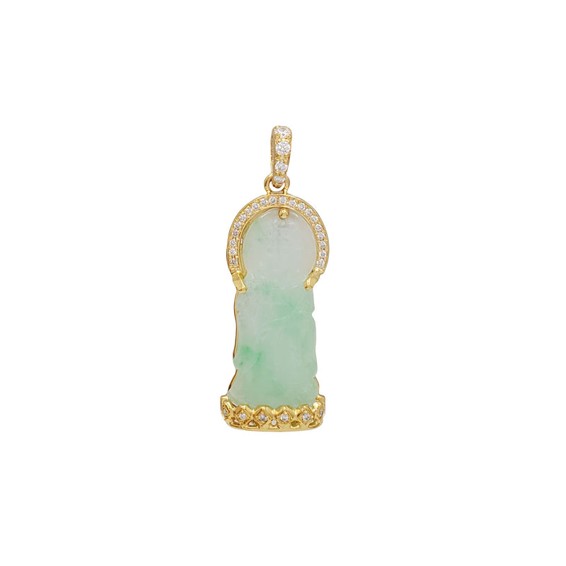 Diamond GuanYin Jade Pendant (14K)