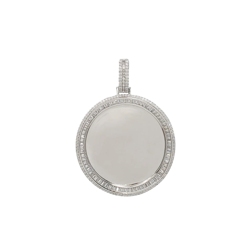 Zirconia Round Picture Pendant (Silver)