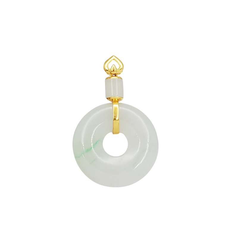 Round Jade Pi Disc Pendant (14K)