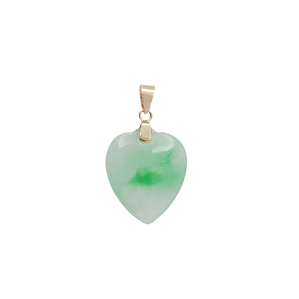 Light Green Jade Heart Pendant (14K)