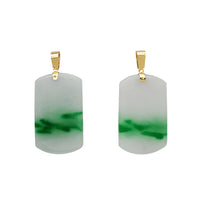 Green Jade Dogtag Pendant (14K)