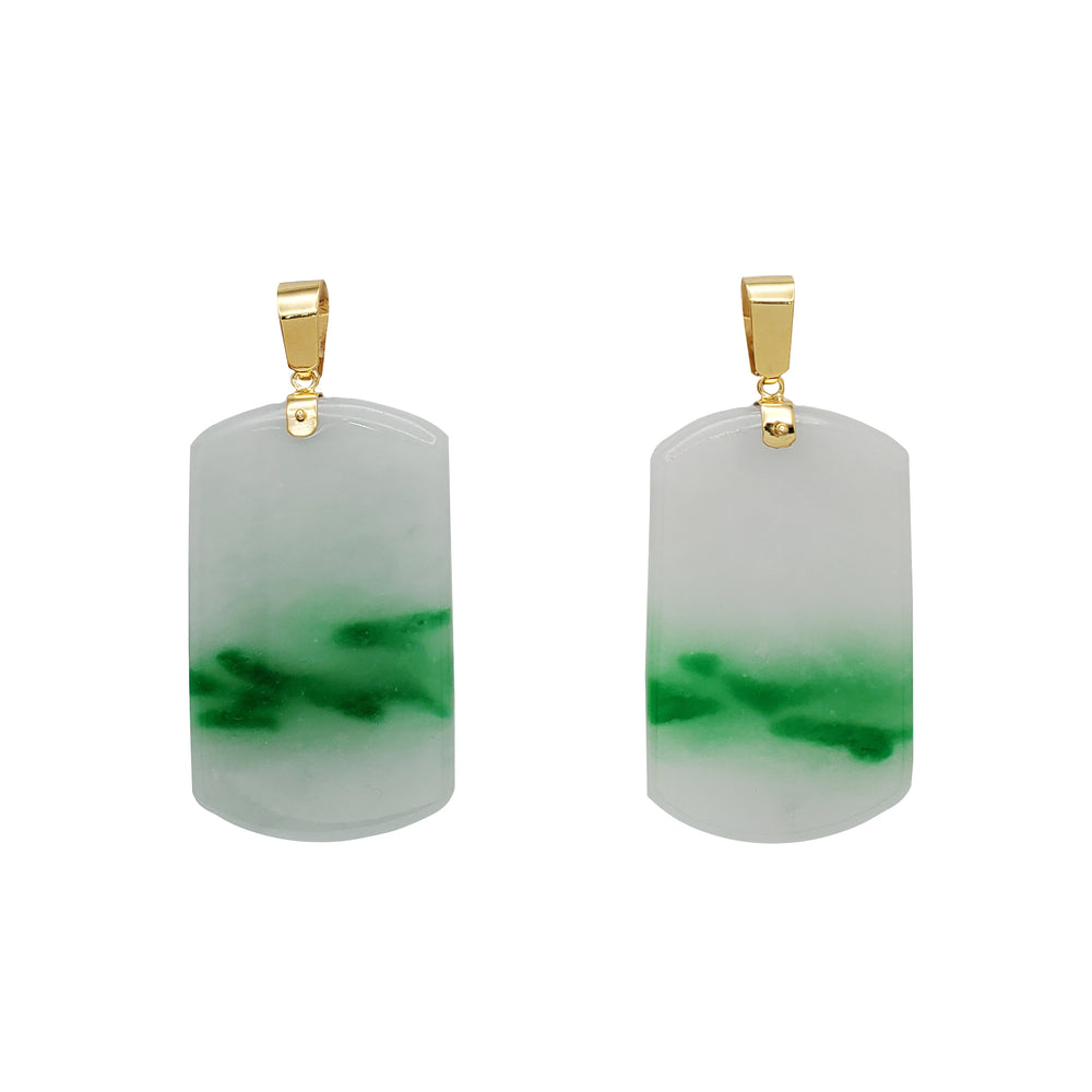 Green Jade Dogtag Pendant (14K)