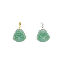 Green Jade Buddha Pendant (14K)