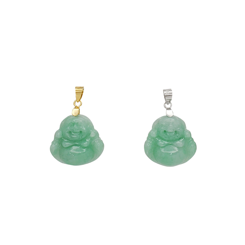 Green Jade Buddha Pendant (14K)