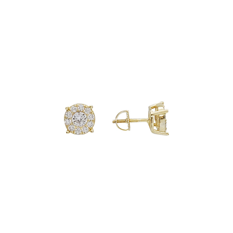 Round CZ Stud Earring (Yellow Silver)