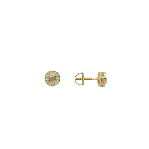 Round CZ Stud Earring (Yellow Silver)