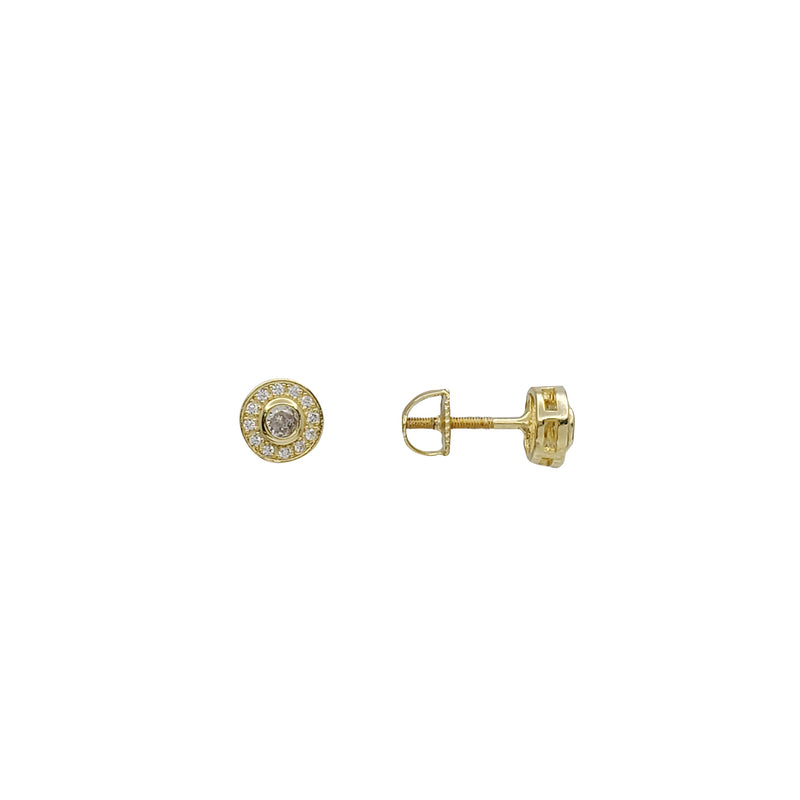 Round CZ Stud Earring (Yellow Silver)