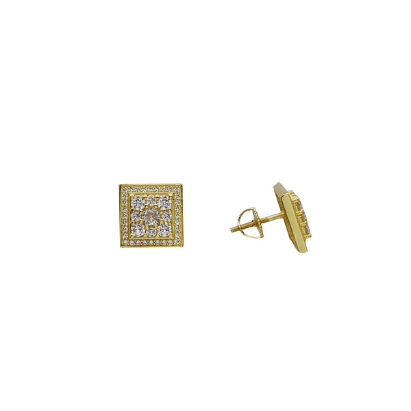 Square CZ Stud Earring (Yellow Silver)