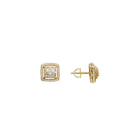 Square CZ Stud Earring (Yellow Silver)