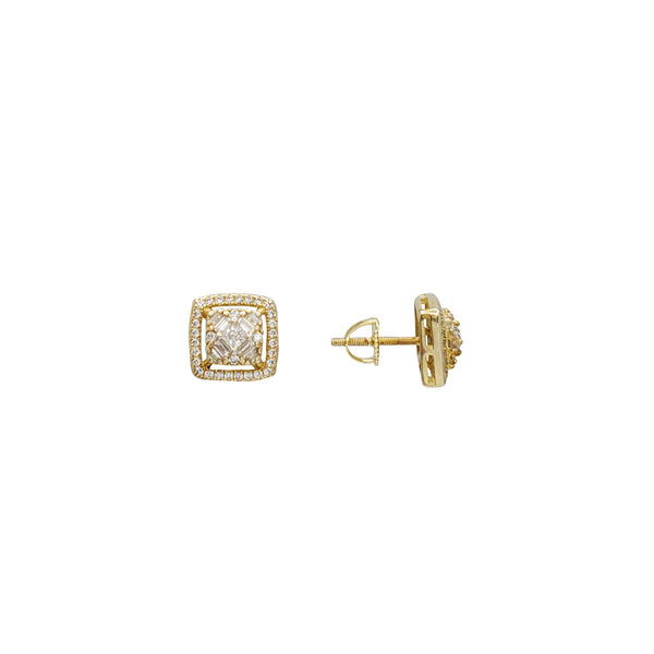 Square CZ Stud Earring (Yellow Silver)