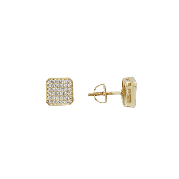 Square CZ Stud Earring (Yellow Silver)