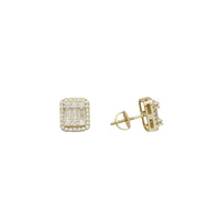 Rectangular CZ Stud Earring (Yellow Silver)