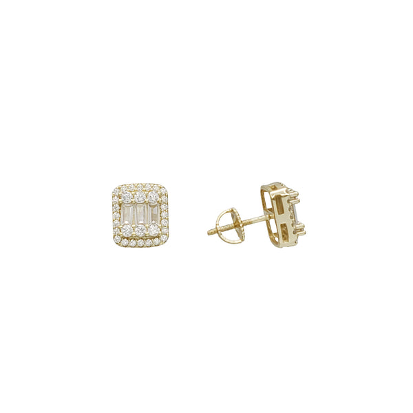 Rectangular CZ Stud Earring (Yellow Silver)