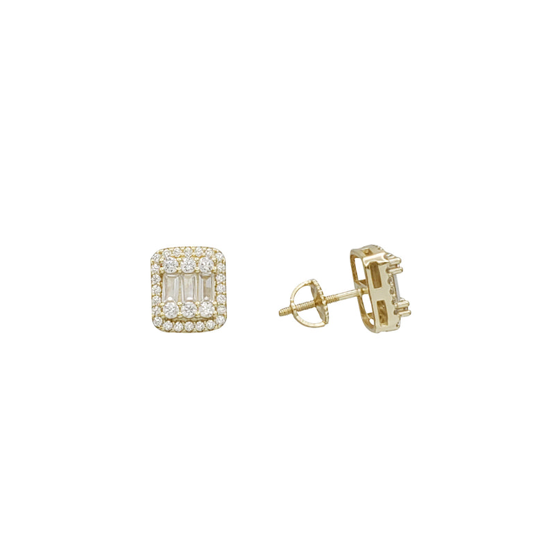 Rectangular CZ Stud Earring (Yellow Silver)