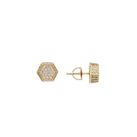 Hexagon CZ Stud Earring (Yellow Silver)