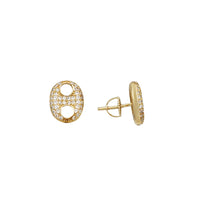 Puff Mariner CZ Stud Earring (Yellow Silver)