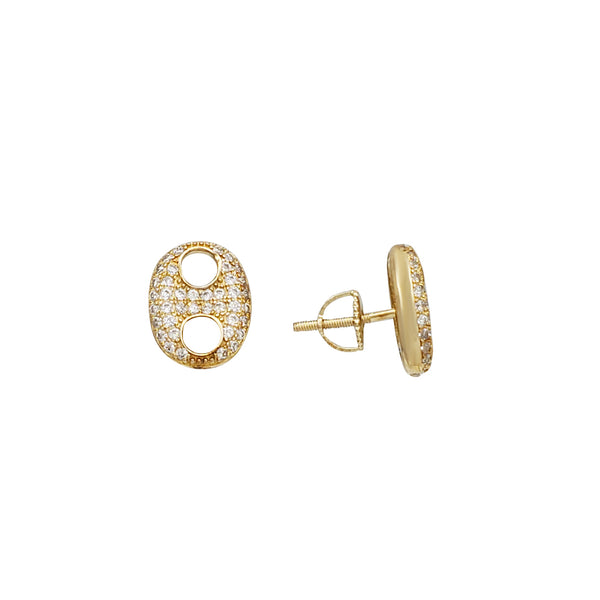 Puff Mariner CZ Stud Earring (Yellow Silver)