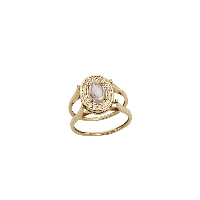 Reversible Zirconia Oval Halo Fancy Ring(14K)