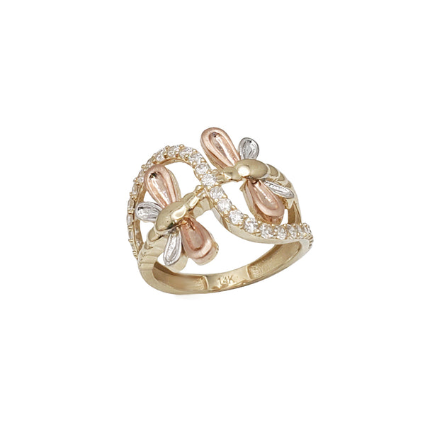 Tricolor Dragonfly Ring (14K)