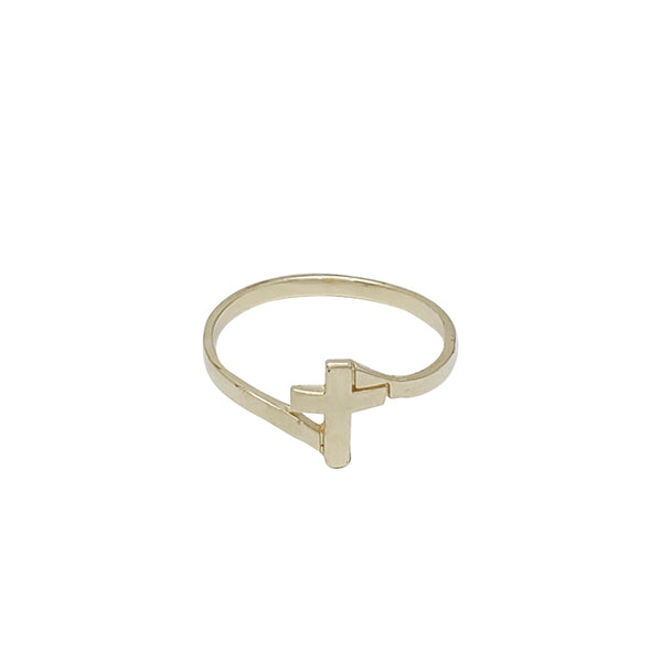 Plain Cross Bypass Ring (14K)