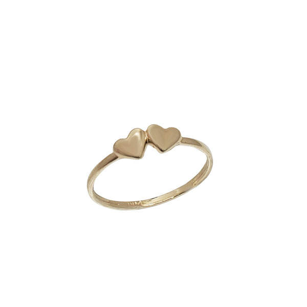 Plain Double Heart Ring (14K)