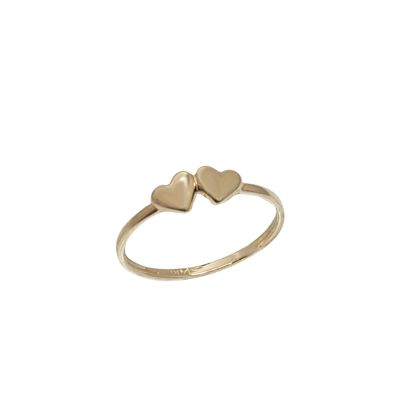Plain Double Heart Ring (14K)