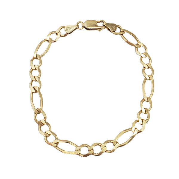 Plain Figaro Bracelet (Yellow Silver)