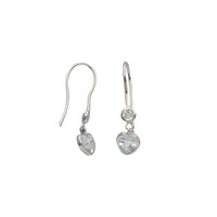 Zirconia Heart Dangling Earrings (Silver)