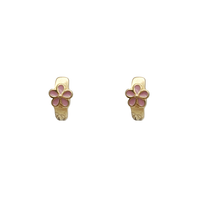 Enamel Flower Huggies Earrings (Yellow Silver)