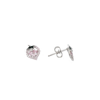 Zirconia Strawberry Stud Earrings (Silver)