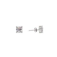 Cushion-Shape Solitaire Stud Earrings (Silver)