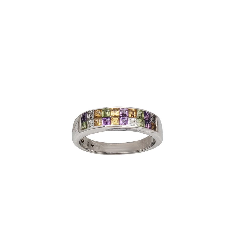 Multicolor CZ Fancy Ring (Silver)