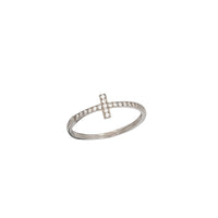 Zirconia Sideways Cross Ring (Silver)