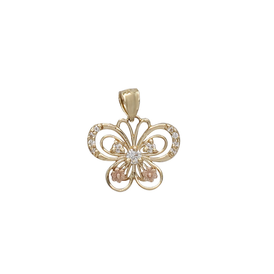 Tricolor Butterfly Pendant (14K)