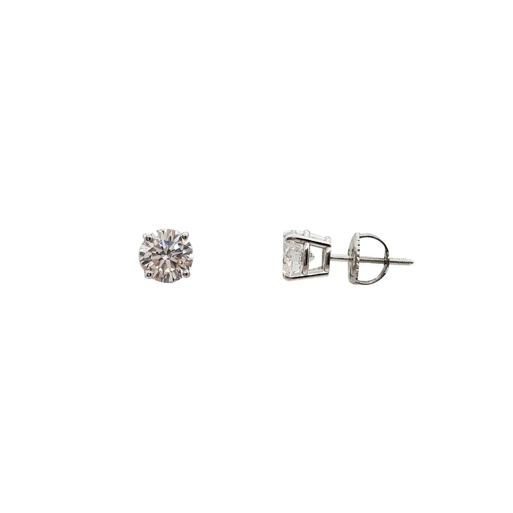 [White Gold] Lab Grown Solitaire Diamond Stud Earring 1.8cts (14K)
